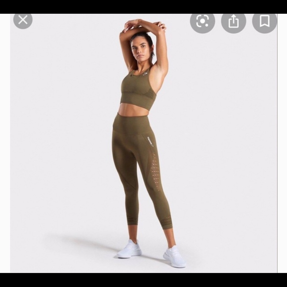 Gymshark energy seamless leggings in khaki. size S